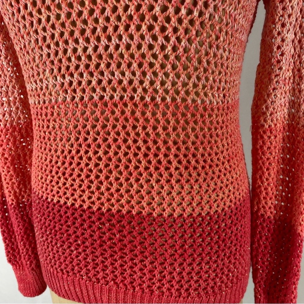 INC Orange Ombré Metallic Detail Loose Knit Sweater Size S - Picture 5 of 12